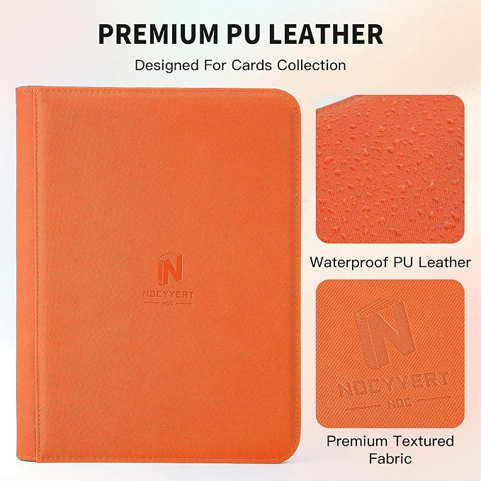 Trading Card Binder, Premium 9 Pocket 540 Double Sided Pocket Collection Binder, Card Album for TCG Card Holder for Game Card, Sports Card, Yugioh, MTG etc(Orange)