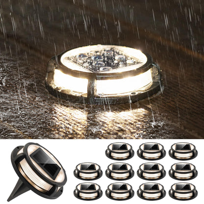 LUTEC Solar Driveway Lights, IP67 Waterproof, 12 LEDs, 12 Pack, Black, Model DK-250313
