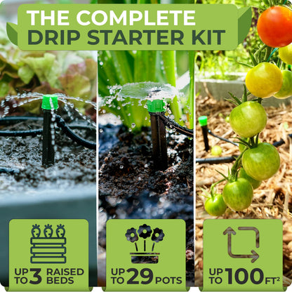 CARPATHEN Drip Irrigation System Kit - Complete Premium Garden Watering System with Adjustable Sprinkler Emitters, 5/16" & 1/4" Tubing and Fittings - Drip Line for Raised Beds, Lawn, Pots, Greenhouse