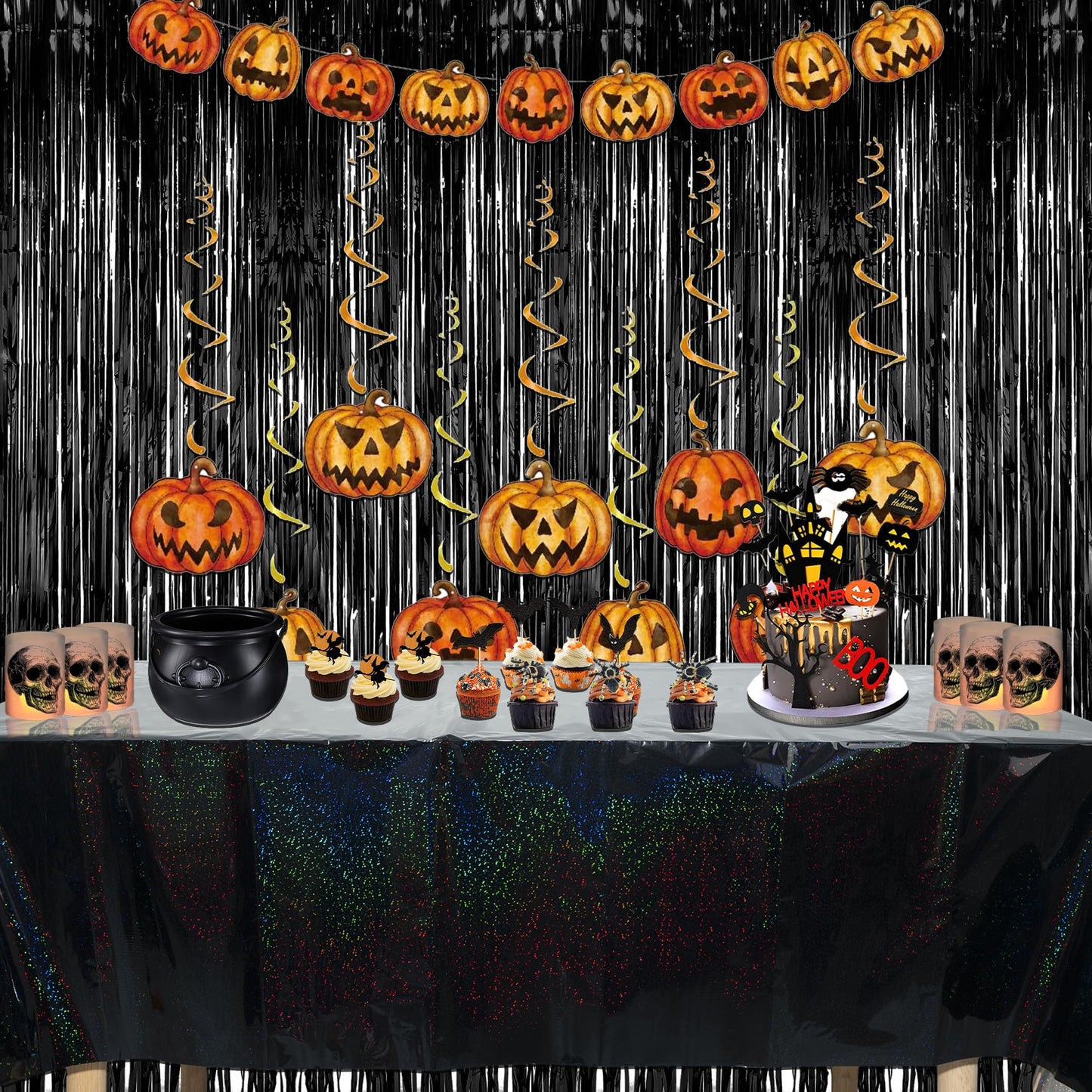 GREATRIL Black Party Disposable Rectangle Table Cloth Decor - 54'' x 108'' - 2 Packs Waterproof Plastic Tablecloth for Death to My 20s/Stranger/Birthdays/Halloween/Anniversary Tablecover