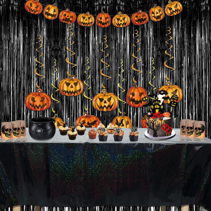 GREATRIL Black Party Disposable Rectangle Table Cloth Decor - 54'' x 108'' - 2 Packs Waterproof Plastic Tablecloth for Death to My 20s/Stranger/Birthdays/Halloween/Anniversary Tablecover