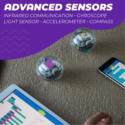 Sphero Bolt – Coding Robot Ball – Beginner to Advanced Programming – Ages 8+ – Learn to Code with Draw, Blocks, Javascript, or Python – Programmable Sensors – LED Matrix – Durable & Waterproof Design