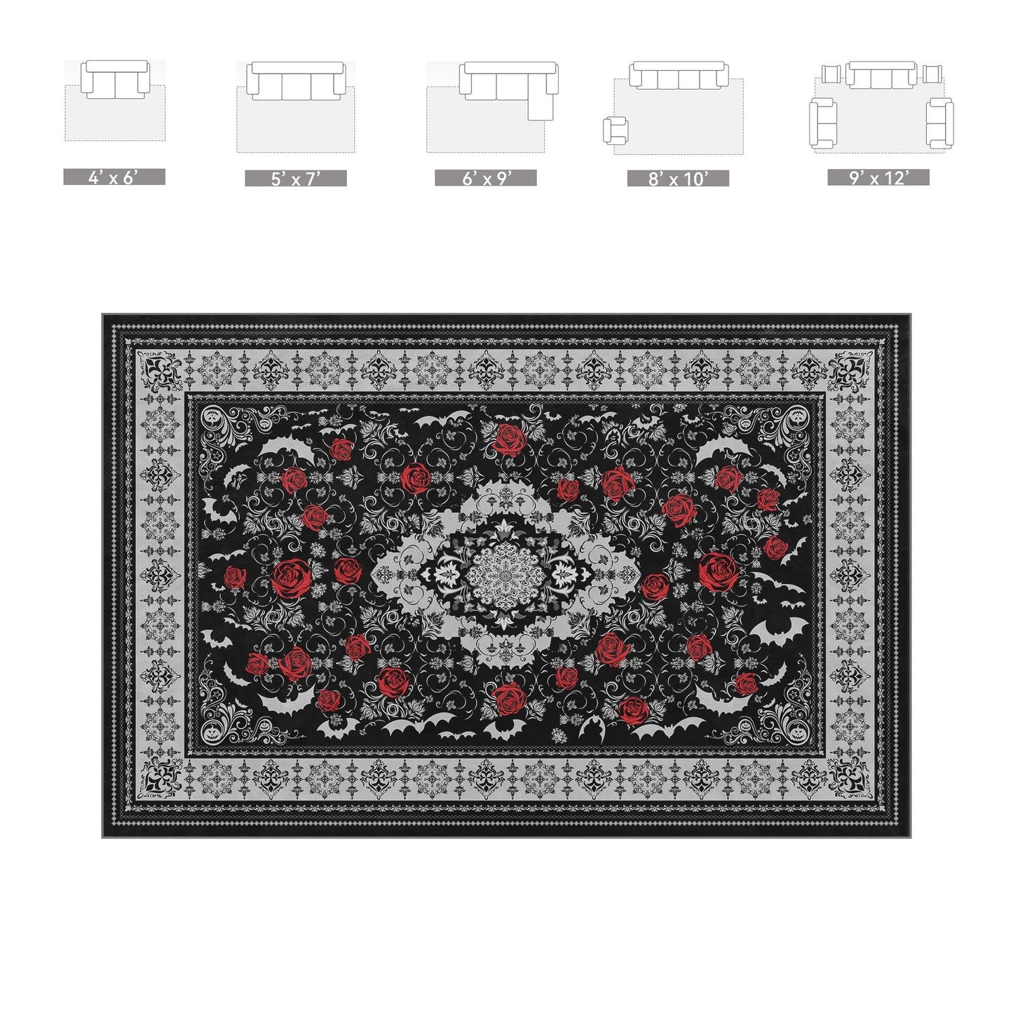 Nayoroom Dark Academia Gothic Area Rug, Soft Machine Washable 8x10 Rug, Non-Slip, Non-Shedding, Durable and Easy-Care, Perfect for Living Room, Bedroom, Dining Room.