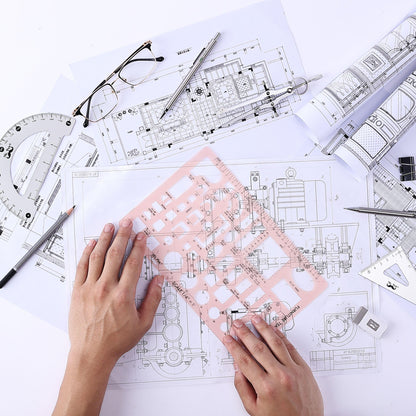 Mr. Pen- House Plan, 3 pcs, Interior Design and Furniture Templates, Clear Flexible Plastic, Drafting Tools, Ruler Shapes for Architecture, 1/4 Inch Scale, Kitchen, Bath, Bedroom, Office, Living Room