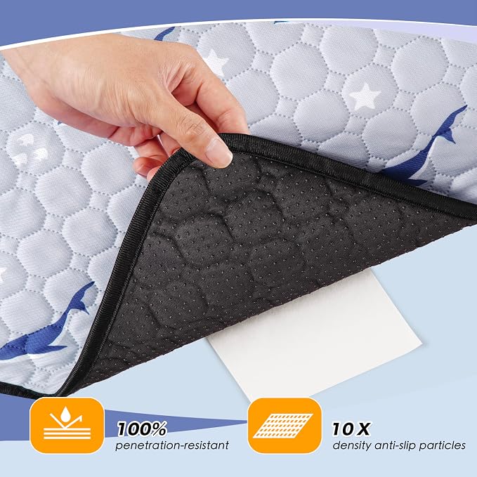 WanpeeGoo Washable Pee Pads for Dogs, 2Pack Reusable Puppy Pads, Super Absorbent & Leakproof Dog Pads, Anti-Slip Dog Pee Pads for Puppy Training & Incontinence, Dolphin Pattern 48"x48"