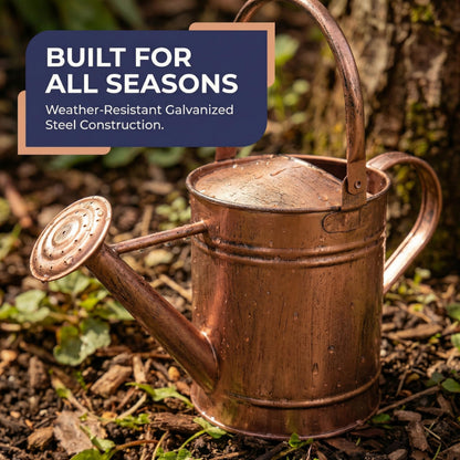 Gardenised 1 Gallon Galvanized Metal Watering Can with Removable Long Spout & Sprinkler Head for Indoor & Outdoor Use Ideal for Garden Flowers Potted Plants Houseplants Modern Home Accessories, Copper