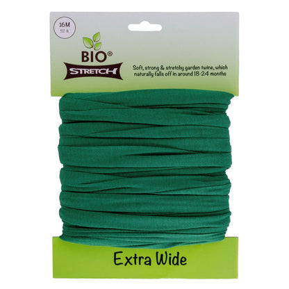 Bio-Stretch Extra Wide Soft Tree Ties - Strong & Stretchy Support for Large Plants & Young Trees - Cut-to-Length Green Garden Tape for Home & Professional Gardening (52 ft / 16M)