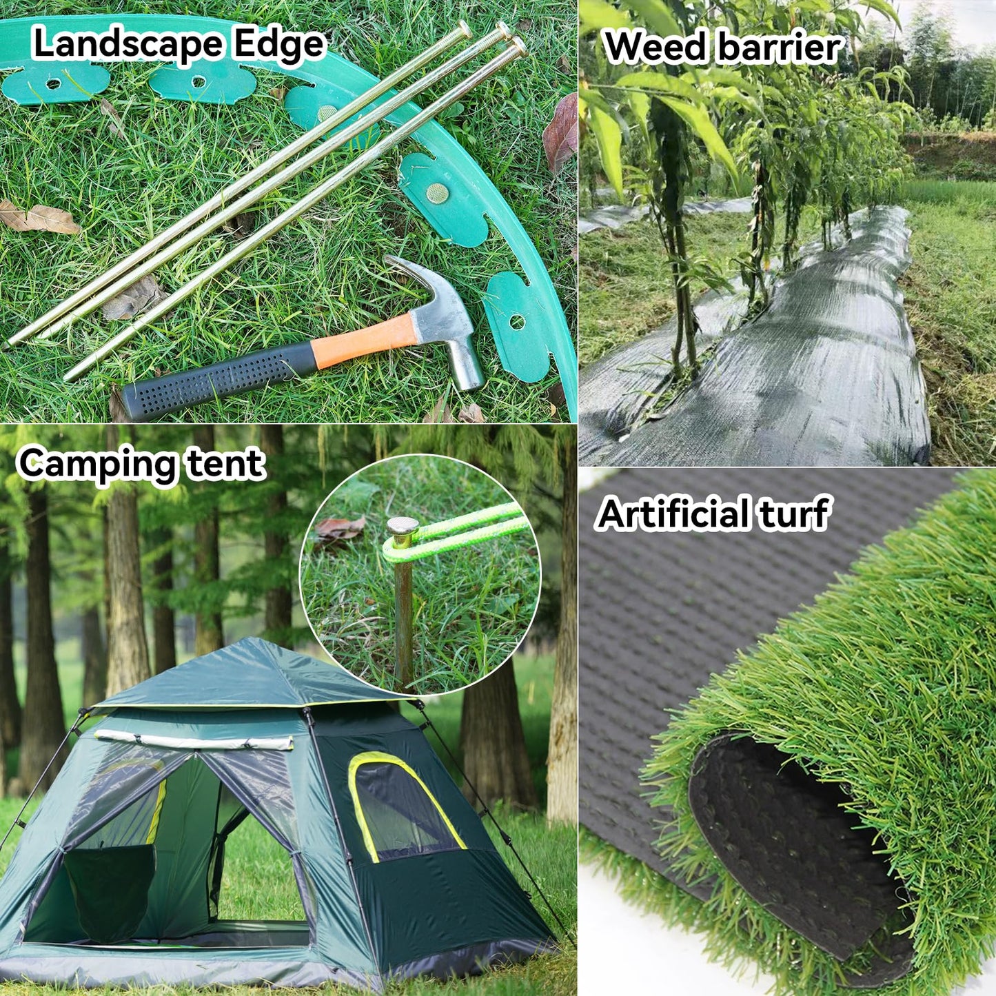 EISENSP 10 Pcs 16 Inch Landscape Stakes, Heavy Duty Galvanized Rebar Stakes for Paver Edging, Weed Barrier, Floor Covering, Artificial Turf, Camping Tent and More