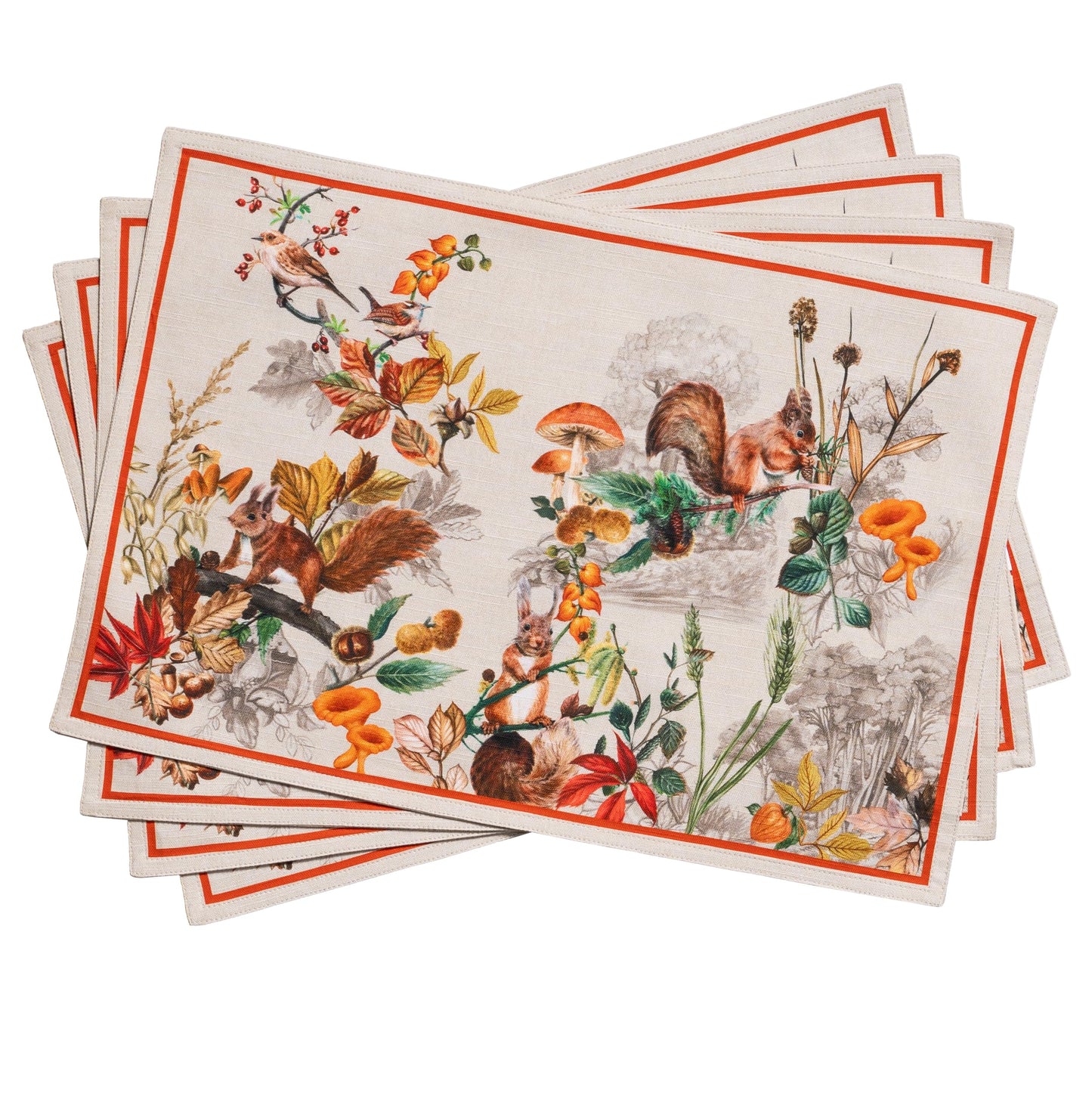Maison d' Hermine Placemats Set of 4 100% Cotton Washable Cloth Place Mats, Reusable Table Mats for Thanksgiving Christmas Decorations Kitchen Dining Party Wedding Restaurant (Recolte, 13" x 19")