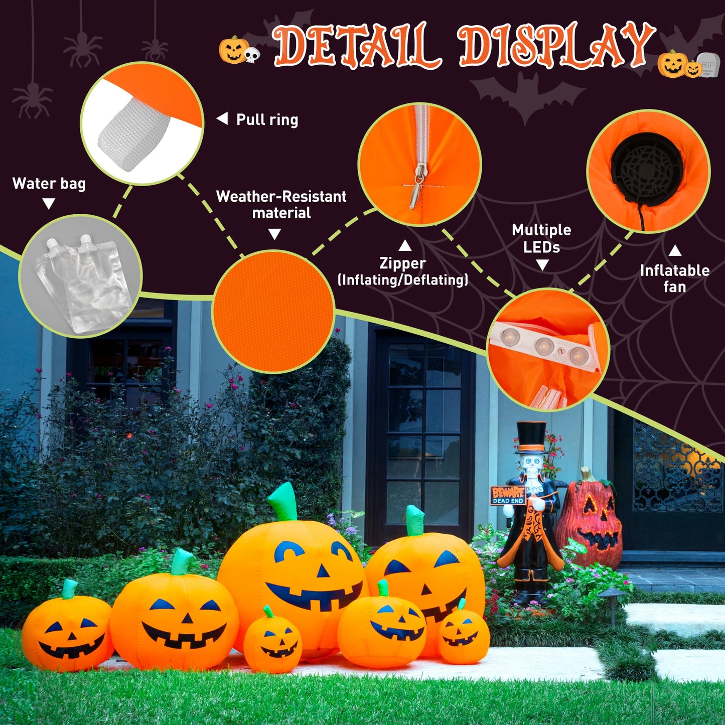 TISEJOY 7.5FT Halloween Inflatables Outdoor Decorations Pumpkin, Halloween Decorations Blow Ups Pumpkin Decor for Yard,Party,Garden