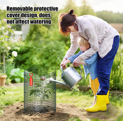 10 Pack Wire Plant Protector with Cover, 16"x12" Detachable Metal Plant Protectors Mesh, Garden Plant Protectors for Shrubs Flowers Vegetables to Keep Rabbit & Chicken Animals Out