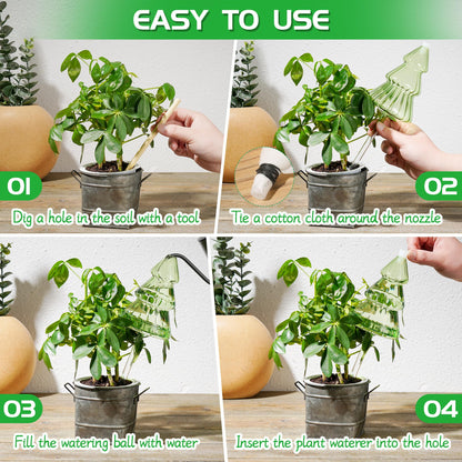 12 oz Large Plant Watering Globes, Glass Self Watering Globes, Unique Christmas Tree Self Watering Planter Insert, Vacation Plant Watering Devices, Automatic Watering Bulbs (Large-2 Pack)