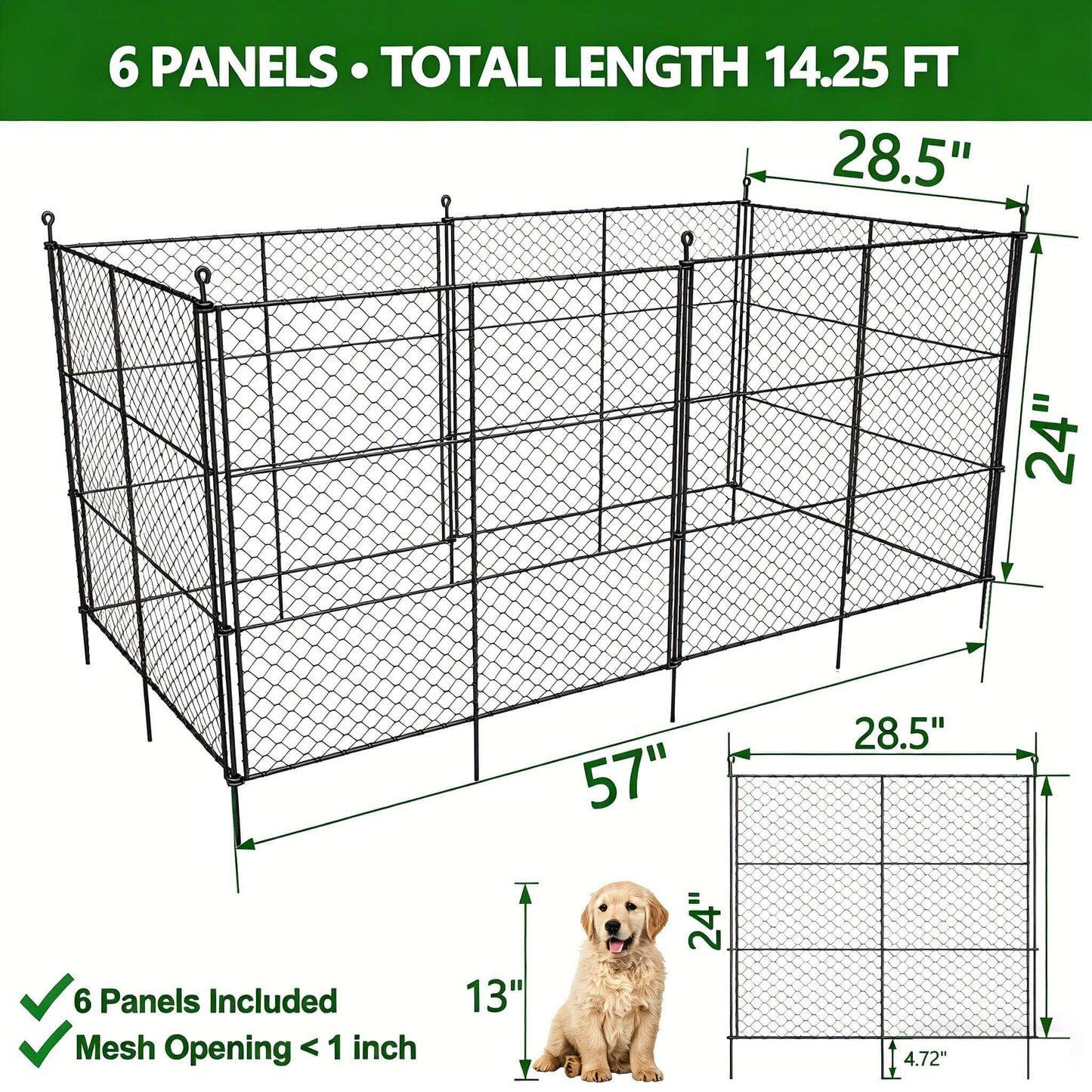 6 Panels Chicken Wire Plant Protectors, 14.26ft(L) x 24in(H) Plant Protectors from Animals, Raised Garden Bed Fencing, Garden Protection Bunny Barricades from Chicken Squirrels for Vegetables