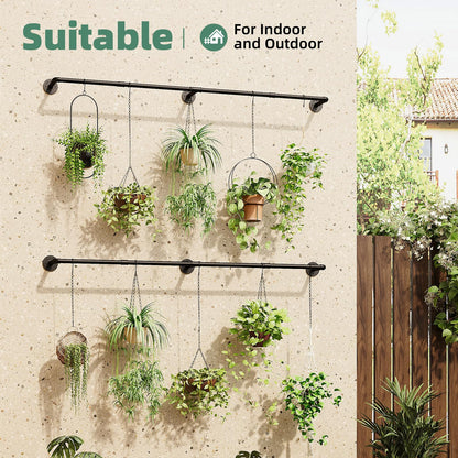 Galood Plant Hanger Indoor Hanging Planters for Indoor Plants Hanging Plant Holder Window Plant Rod Black Metal Shelves 70.8 Inch 2PCS Pot not Included