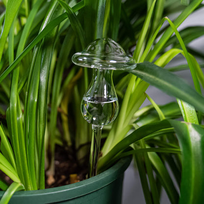 Kingbuy Mushroom Shaped Self-Watering Globes - 2 Pack Glass Automatic Plant Waterer for Indoor Outdoor Plants, Water Bulbs & Decorative Stakes for Plant Lovers
