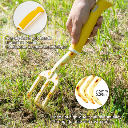 Garden Tool Set with Sunflower Print, Heavy Duty Gardening Hand Tools with Garden Tool Bag,Gardening Gifts for Women&Men,Yellow