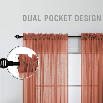 Terracotta Curtains Extra Long for Living Room 2 Panels Rod Pocket Home Fashion Airy Elegant Sheer Window Drapes for Patio Sliding Door French Dining Doorway Wedding Backdrop Home Decor 52 x 108 Inch