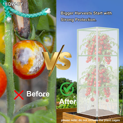 Garden Bird Netting Cover for Square Plant Cage, Plant Cover 59" x 17.7" Insect Tomato Cage Net with Zipper and Drawstring, Tomato Trellis Netting Protection Cover for Protecting Plant (6 Pack)
