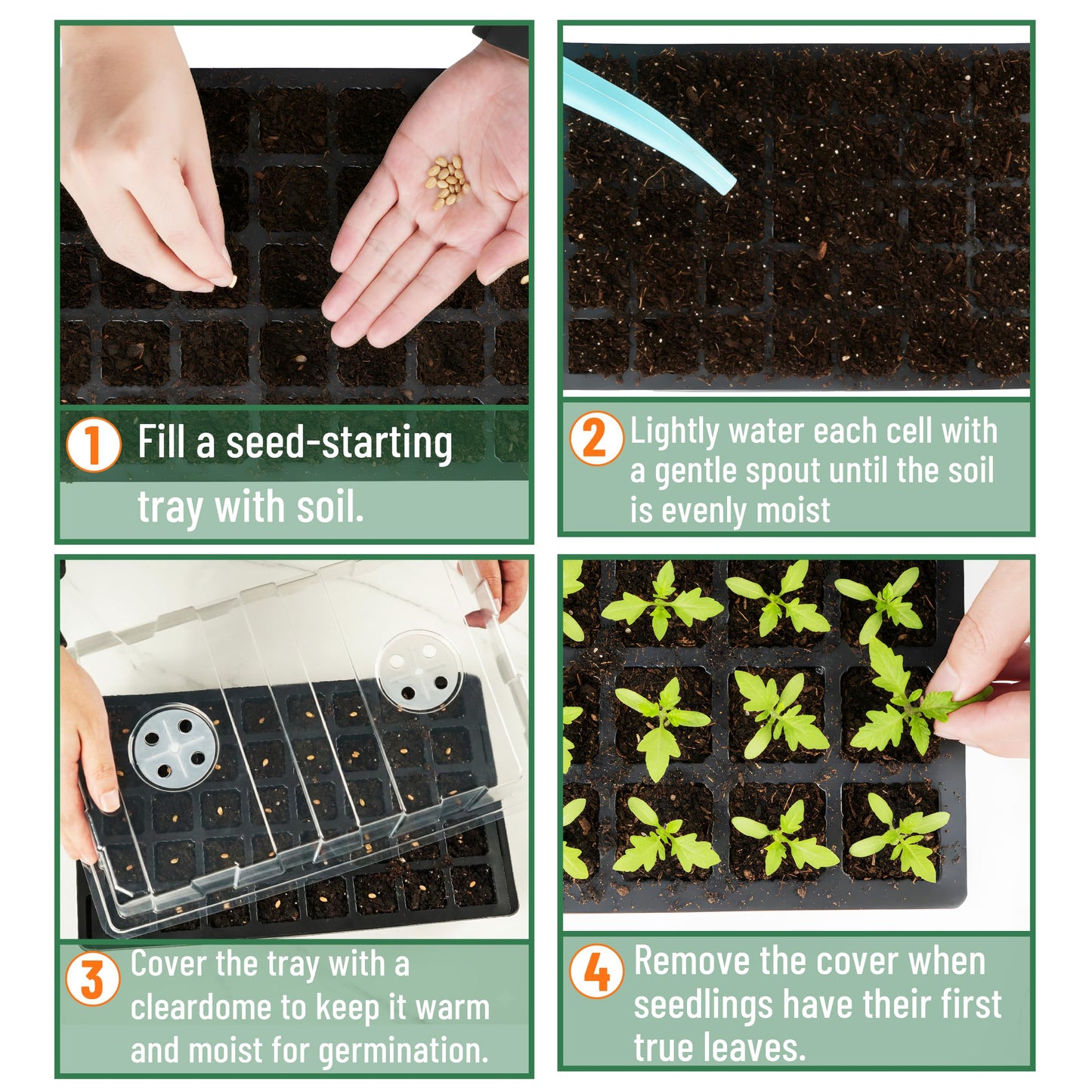 Mr. Pen- Seed Starter Tray Kits, 10 Pack, Total 400 Cells, Durable Plant Germination Trays with Humidity Vented Domes and Bases, Ideal for Seed Starting, Indoor Gardening and Greenhouse