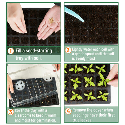 Mr. Pen- Seed Starter Tray Kits, 5 Set, Total 200 Cells, Durable Plant Germination Trays with Humidity Vented Domes and Bases, Ideal for Seed Starting, Indoor Gardening and Greenhouse