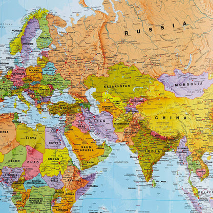 Maps International World Wall Map - Map of The World Poster - Front Lamination - 47 x 33 - Updated 2025