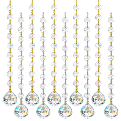 10pcs Crystal Garland Strands Hanging Glass Chandelier Beads Chains Glass 20mm Balls Prisms with Beads Pendants Crystal Chandelier Parts Replacements Christmas Party Garden Decoration