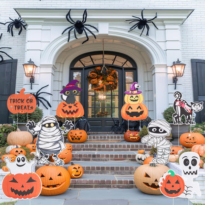 Halloween Yard Signs, 10 Pcs Outdoor Lawn Decorations with Stakes - Sturdy Corrugated Plastic Halloween Decor for Outdoor Holiday Display