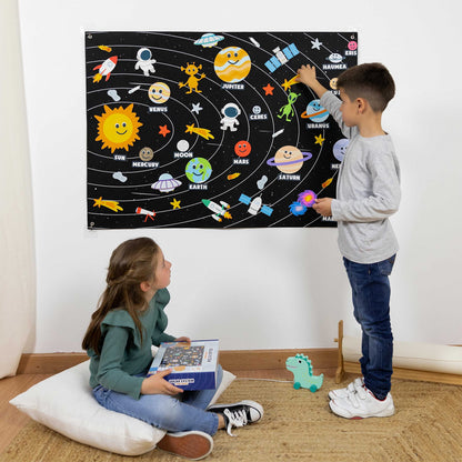 BONNYCO Solar System for Kids Toys with 61 Felt Figures. Space Montessori Toys, Girls Boys Birthday Gifts Planets. Felt Board for Toddlers Story, Educational Kids Gifts 3 4 5 6 7 8 Years, Christmas