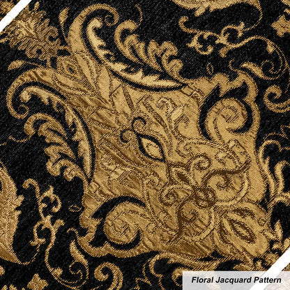 Loom and Mill Luxury Chenille Placemats Set of 4, Classic Damask Jacquard Table Place Mats for Dining Table Kitchen Halloween Holiday Banquet Decoration, Double-Layer Dining Table Mats(12"x18", Black)