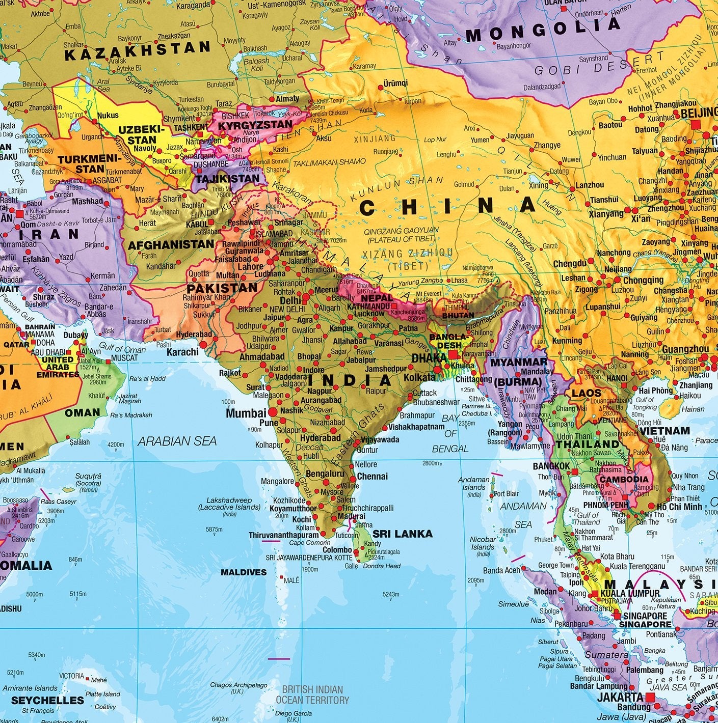 Maps International World Wall Map - Map of The World Poster - Front Lamination - 47 x 33 - Updated 2025