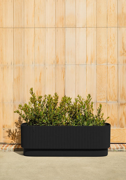 Veradek Demi Series Long Planter for Porch, Patio, Backyard | Durable Plastic-Stone Composite Material | Modern Décor for Shrubs, Flowers