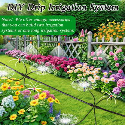 260FT Drip Irrigation System Kit, Automatic Drip Irrigation Kit with 1/2 inch Hose 1/4 inch Distribution Tubing and Accessories for Greenhouse, Yard, Lawn