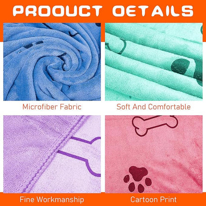 8Pcs Dog Towels for Drying, 55 x 28 Inch Quick Drying Pet Bath Towels Bulk Colorful Pet Grooming Towel Absorbent Microfiber Towel for Small Medium Large Dog Puppy Cat
