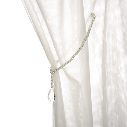 SUQ I OME 1 Pair of Luxury Crystal Beaded Magnetic Curtain Tieback and Holdback Curtain Clips Curtain Buckle Curtain Holder Blingbling Curtain Holdbacks for Drapes,Crystal