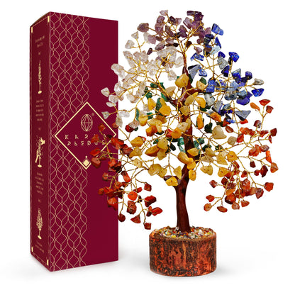 Chakra Tree of Life Birthday Gifts for Women, Mom, Sister, Friends, Handmade Healing Crystal Tree Bring Money, Positivity & Good Luck, Boho Home, Room and Office Desk Decor, Unique Fathers Gift