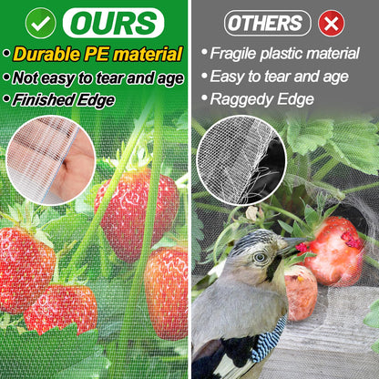 4x10ft Garden Netting - Ultra Fine Mesh Plant Covers to Keep Small Animals Pest Out, Bird Barrier for Protecting Vegetables Fruits Flowers Raised Beds (Without Support Pole)
