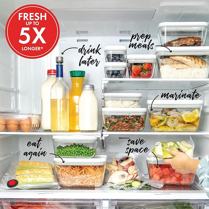 For food to stay fresh up to 5X longer, pump required (not included).