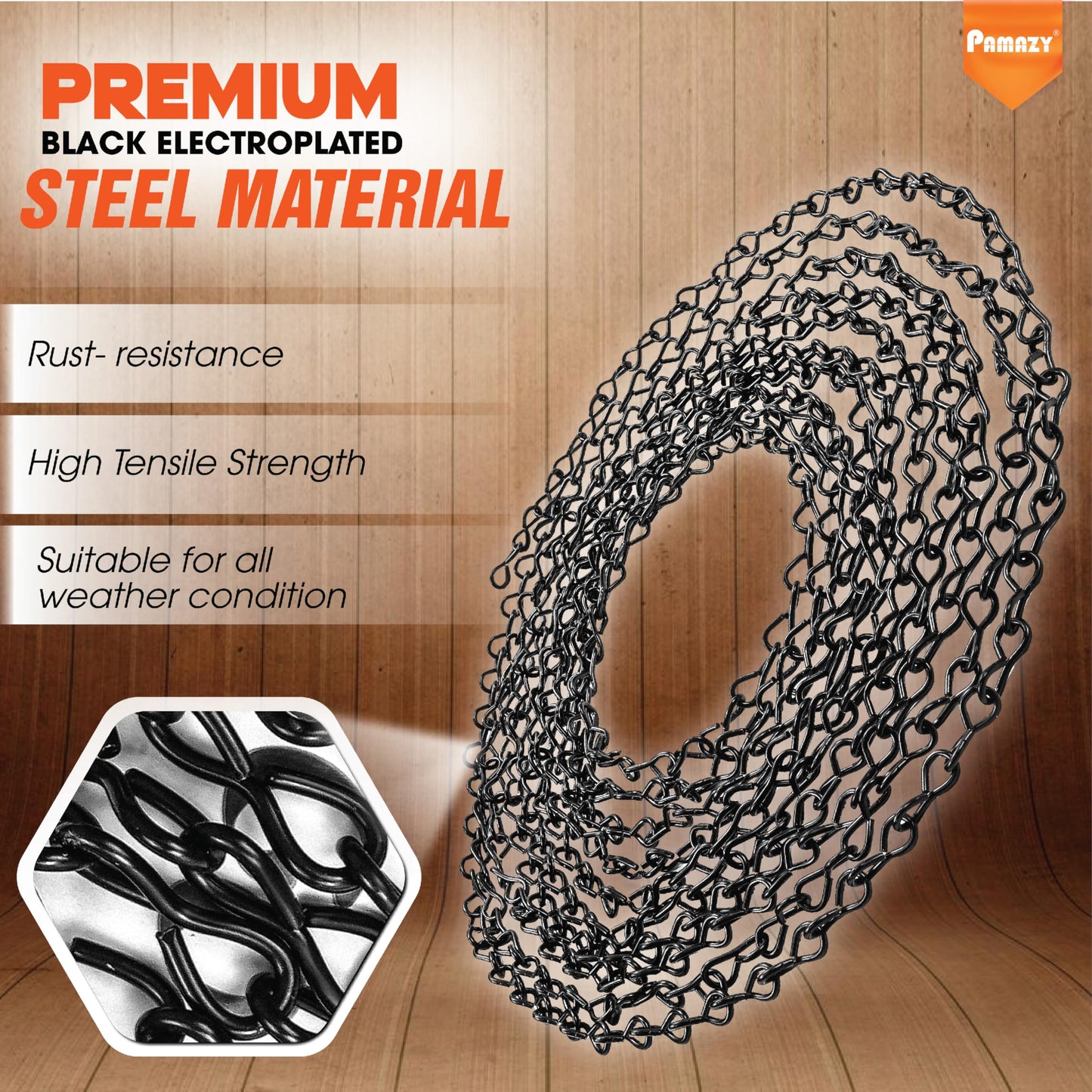[Upgraded] 79” Black Electroplated Steel Hanging Chain with S-Hooks, Snap Hooks, Ceiling Hooks & Pliers, 33LBS Load Capacity, Adjustable Length for Hanging Bird Feeders, Planters, Lanterns, Billboards