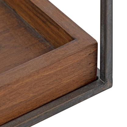 Kate and Laurel Huxley Farmhouse Wood and Metal Tabletop Planter, 16 x 6 x 11.5, Caramel Brown Wood and Iron, Chic Rustic Planter