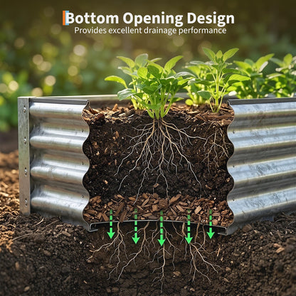 ActiveTrail 2 Pack Galvanized Raised Garden Bed Kit, Large Rectangular Metal Oval Raised Garden Beds, Outdoor Deep Root Box Planter for Gardening, Vegetables, Flowers, Herbs (4x2x1FT, Silver)