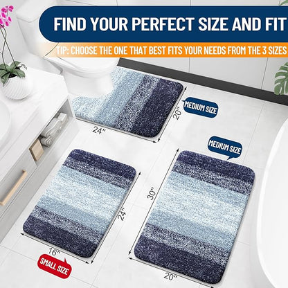 OLANLY Bathroom Runner Rugs Mat 47x17, Extra Soft Absorbent Microfiber Bath Rugs, Rubber Backing, Quick Dry, Washable Long Bath Mats for Bathroom, Tub and Shower, Home Decor Accessories, Airy Blue