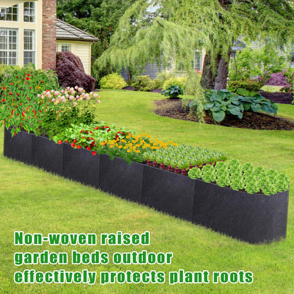 POILKMNI 12x2x1ft Oval Fabric Raised Garden Bed - Outdoor Planter Box Non-Woven Fabric Patio Planting Bed Garden Grow Bed Bag for Growing Herbs, Flowers and Vegetables