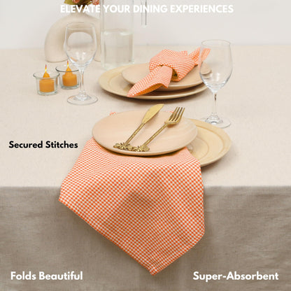 Softopia Cotton Napkin 100% Cotton 18 Inch x 18 Inch Dinner Houndstooth Check Napkins, Decorative Washable Cloth Napkin Set of 12 for Dining, Buffet Parties & Camping - Orange