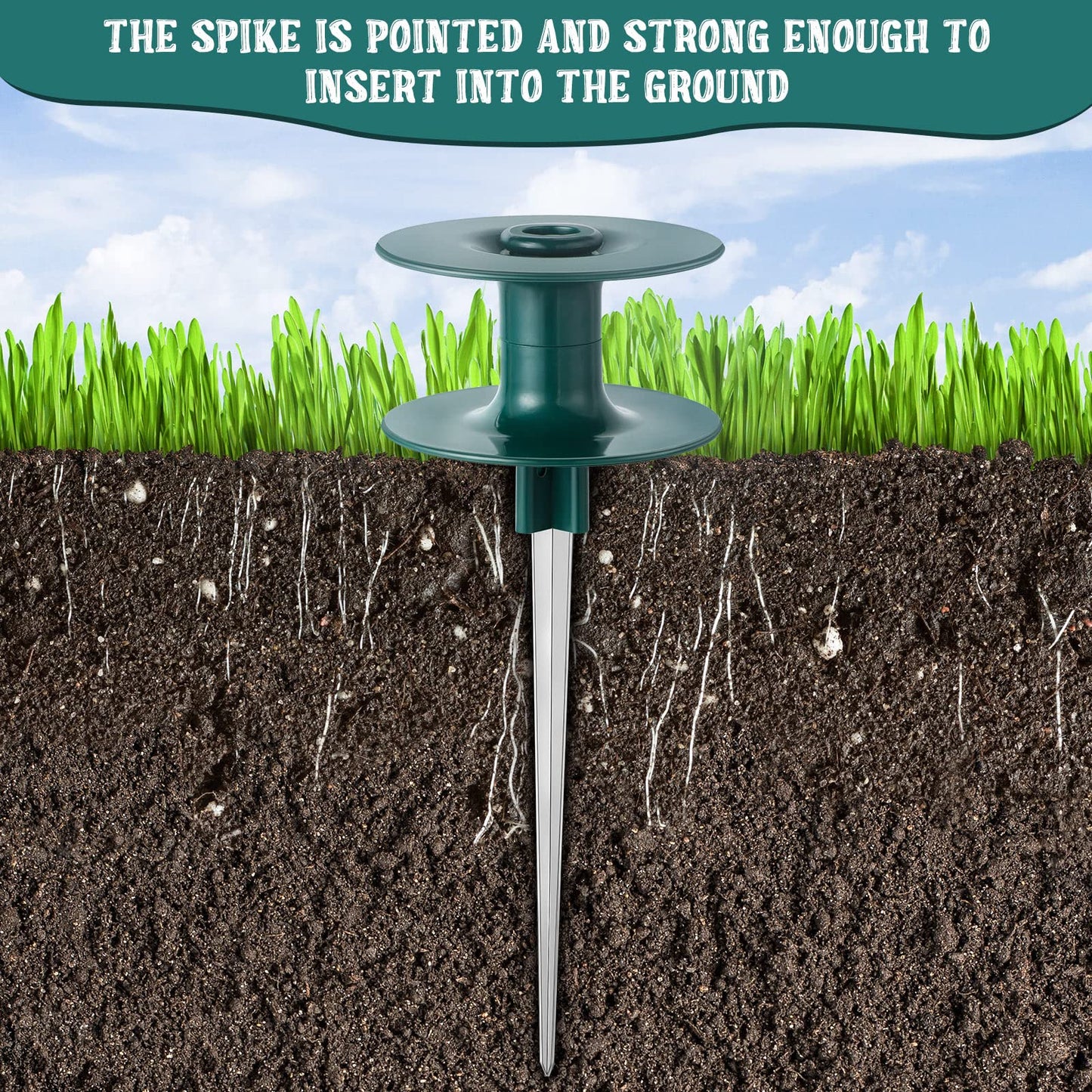 Chumia 10 Inch Garden Hose Guide Spike, Zinc Coated Rustproof Heavy Duty Metal Stake, Sturdy Top, Keeps Garden Hose Out of Flower Beds, Hose Guard for Yard Plant Protection(6 Pieces,Dark Green)