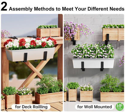 HFHOME 6PCS Adjustable Planter Box Brackets, Brackets for Window Boxes Planters Hanging Flower Box Holders, Wall Mount Holder for Windowsills, Garden, Fences, and Balcony - Black (Patent Registered)