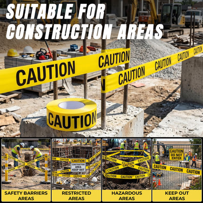 GroTheory Caution Tape 2 Pack, 3" x1000ft Safty Tape Yellow Caution Tape Roll, Halloween Decorations Construction Tape for Danger/Hazard Areas/Crime Scene Halloween Party Decorations