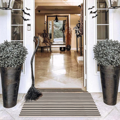 Black and White Striped Rugs, 28x43 Inches Outdoor Front Porch Doormat Cotton Hand-Woven Farmhouse Layered Door Mats for Front Porch, Patio, Entryway, Laundry Room