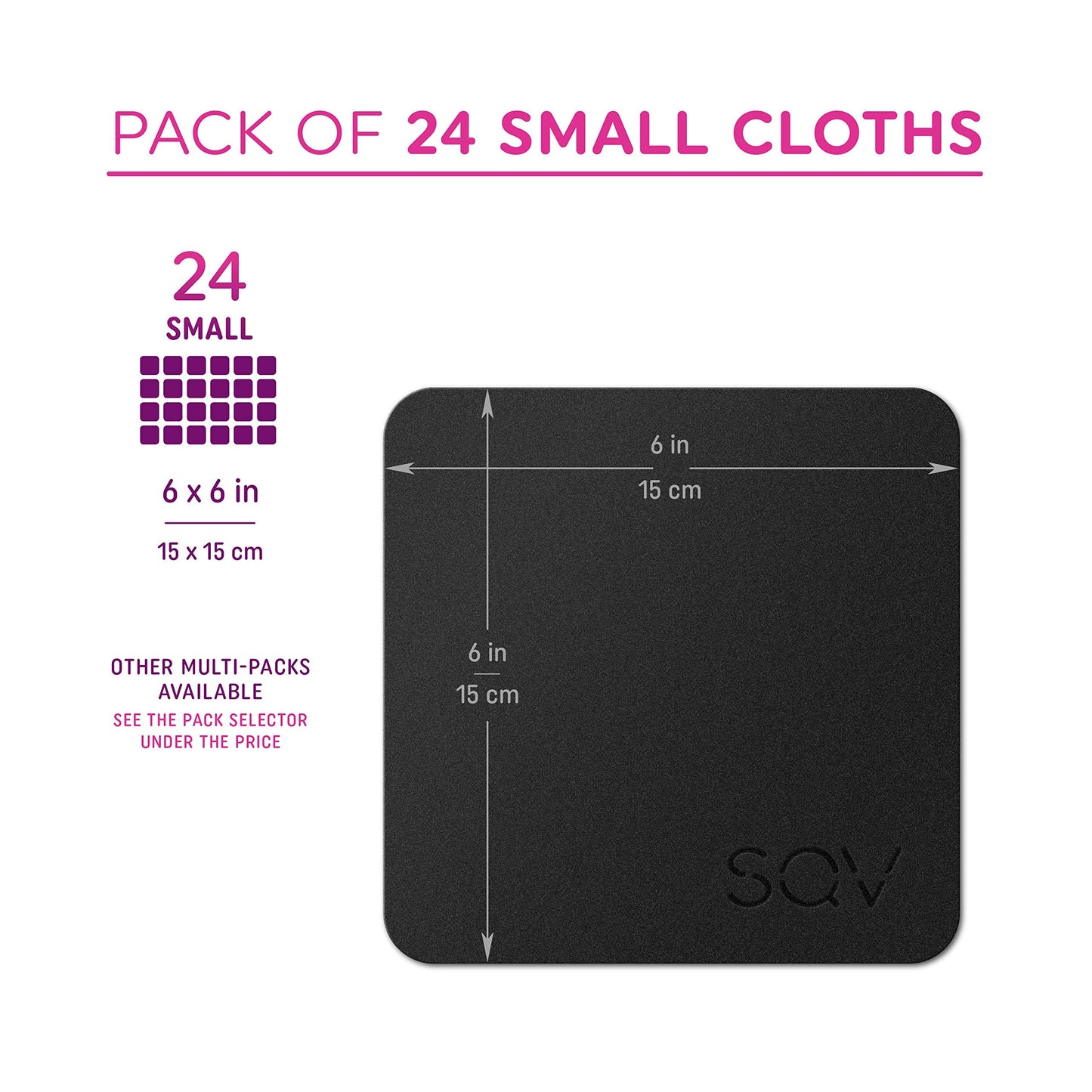 Premium Microfiber Cleaning Cloth 6x6 in - Extra Soft Suede Feel Lint Free Cloths for Eyeglasses & Glass - Compatible with iPad, iPhone, Tablet, MacBook, TV Screen, LCD, Camera Lens (24 Small, Black)