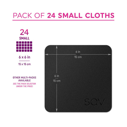 Premium Microfiber Cleaning Cloth 6x6 in - Extra Soft Suede Feel Lint Free Cloths for Eyeglasses & Glass - Compatible with iPad, iPhone, Tablet, MacBook, TV Screen, LCD, Camera Lens (24 Small, Black)