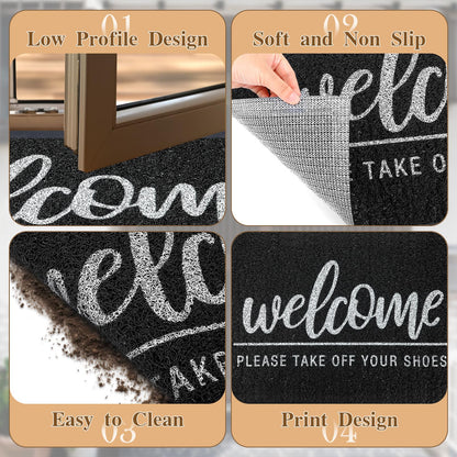 LUUFILx Welcome Door Mat Funny Front Door Mat Outside Indoor Entrance 30 x17.5 Inch Non Slip Floor Doormat Easy to Clean Christmas Black Doormat for Entry Porch High Traffic Areas Patio Yard Garage